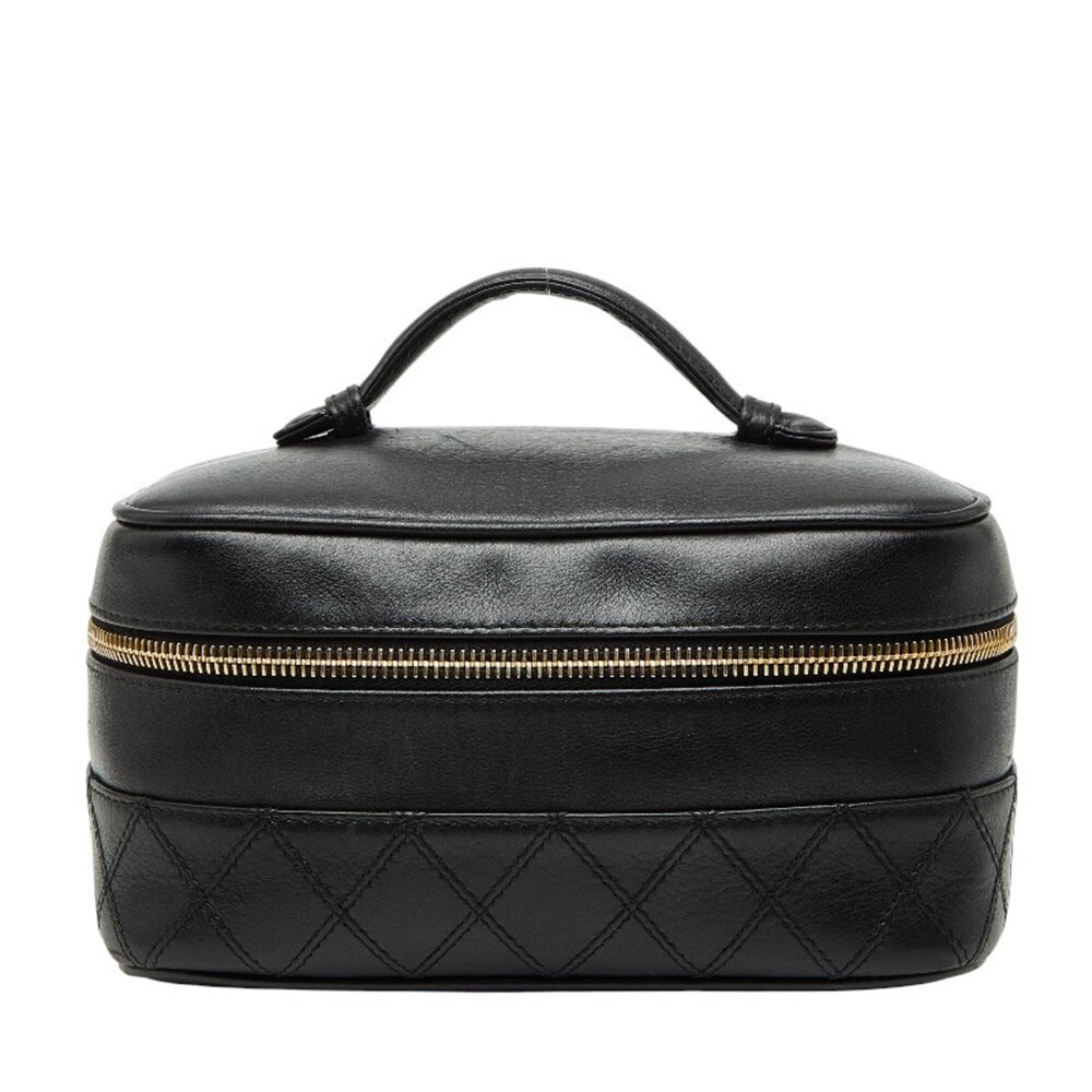 CHANEL Black Lambskin Leather Vanity Bag